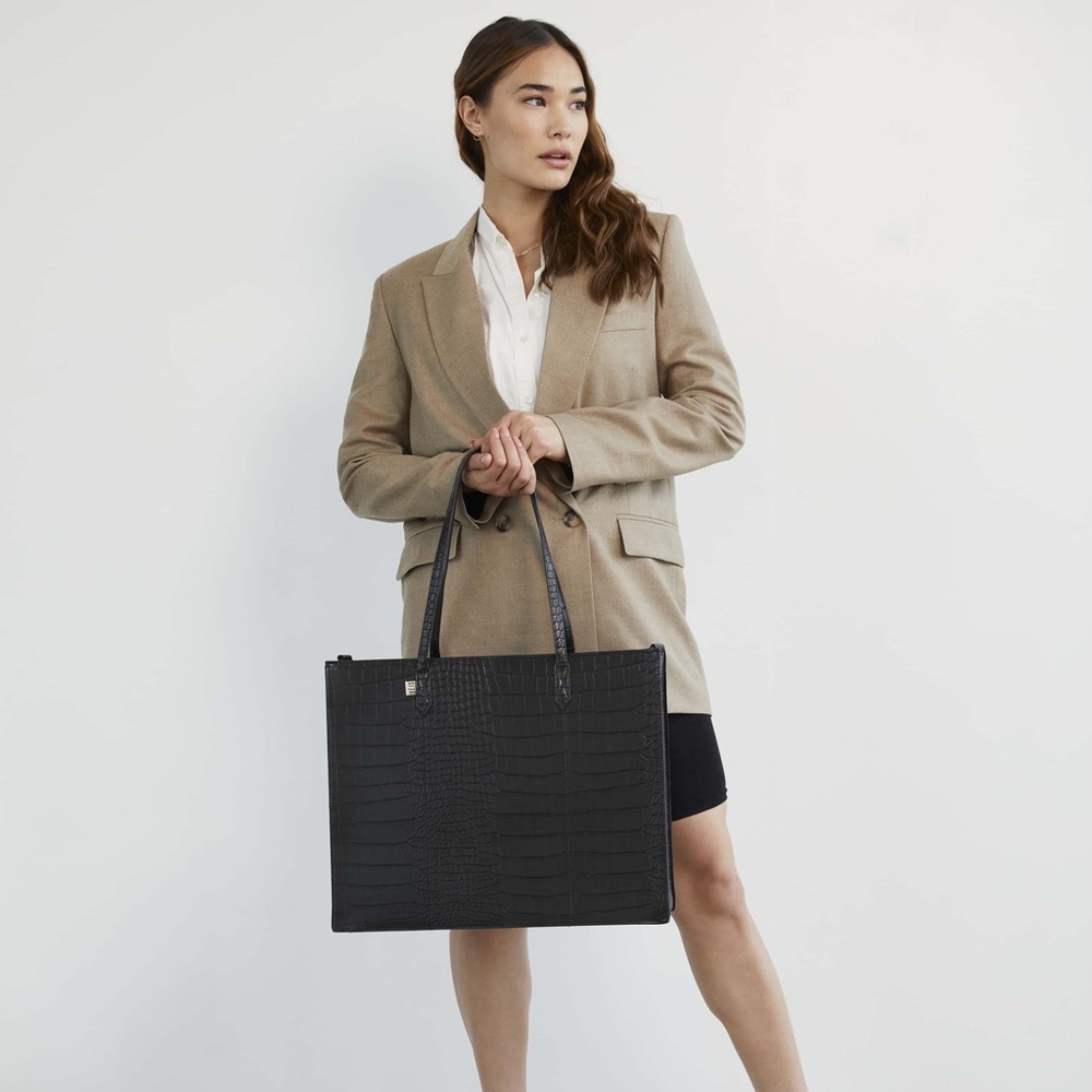 Beis The a large Work Tote Black Croc